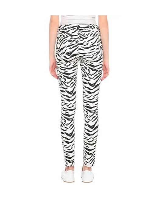 Saint Laurent White Zebra Print Casual Trousers
