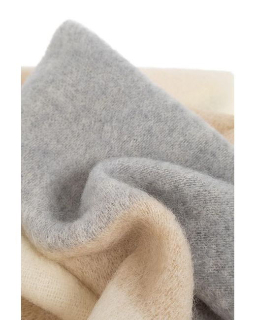 Marni Gray Logo Patch Fringed Scarf