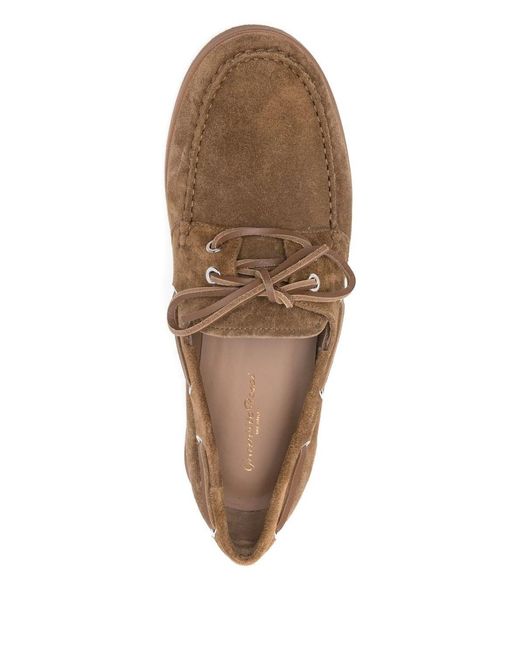 Gianvito Rossi Brown Vande Suede Boat Shoes for men