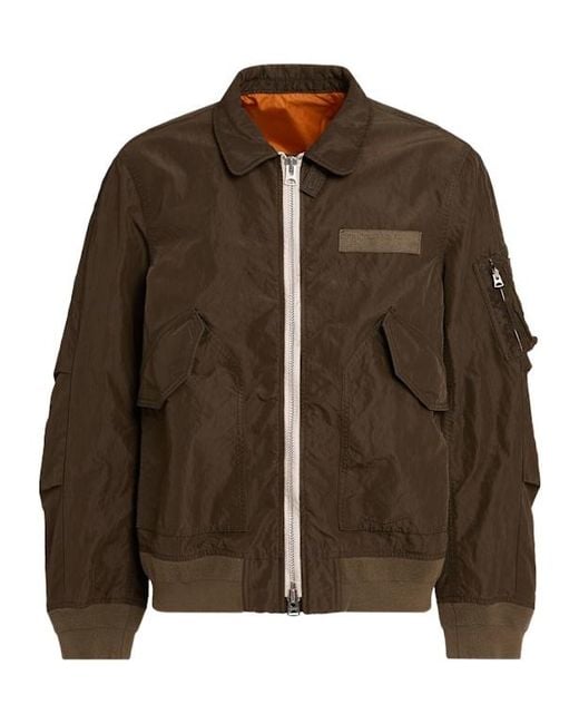 Sacai Brown Treated Nylon Twill Jacket for men