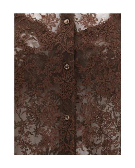 Ermanno Scervino Brown Lace Shirt
