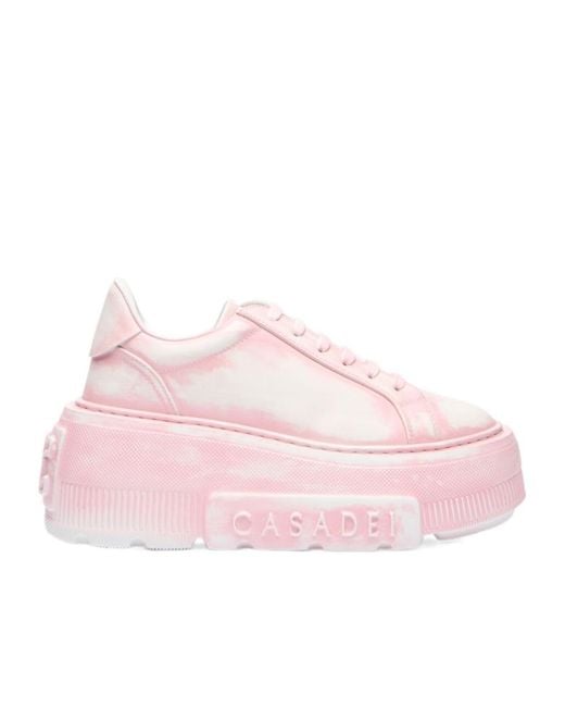 Casadei Pink Nexus Painting Platform Low-Top Sneakers