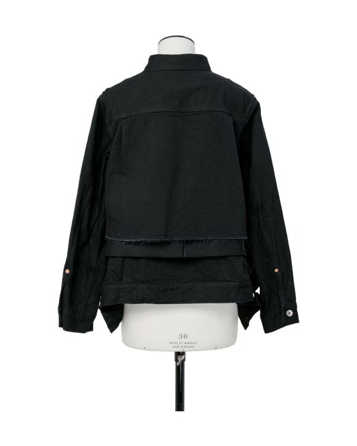 Sacai Black Button-Up Layered Denim Jacket