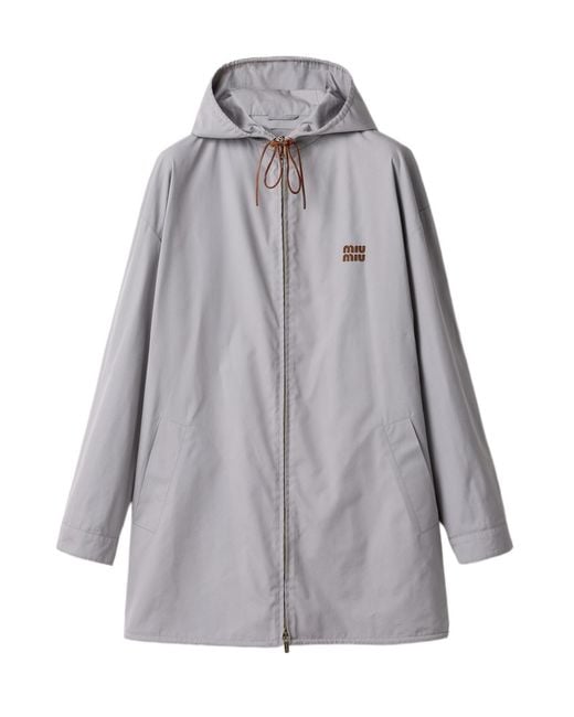 Miu Miu Gray Single-Breasted Panama Cotton Caban Jacket