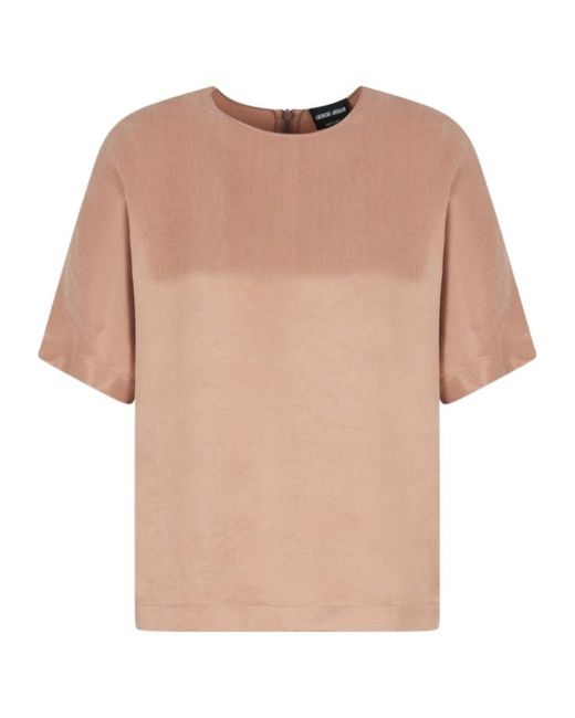 Giorgio Armani Natural Cupro And Viscose Crew-Neck Blouse