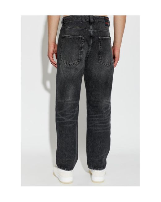 DIESEL Gray D Macs Straight-Leg Distressed Jeans for men