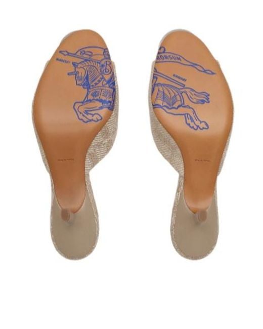 Burberry Natural Mews Checked Slip-On Mules