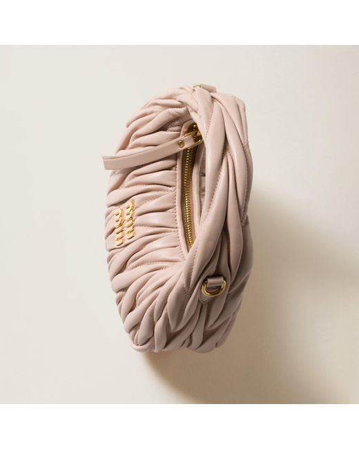 Miu Miu Pink Wander Matelassé Nappa Leather Hobo Mini-Bag