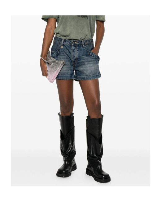 R13 Blue Denim Shorts