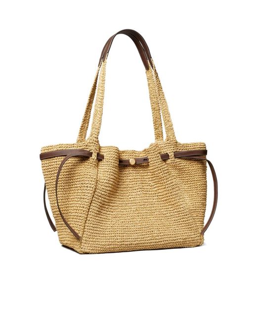 Tory Burch Metallic Romi Raffia Tote Bag