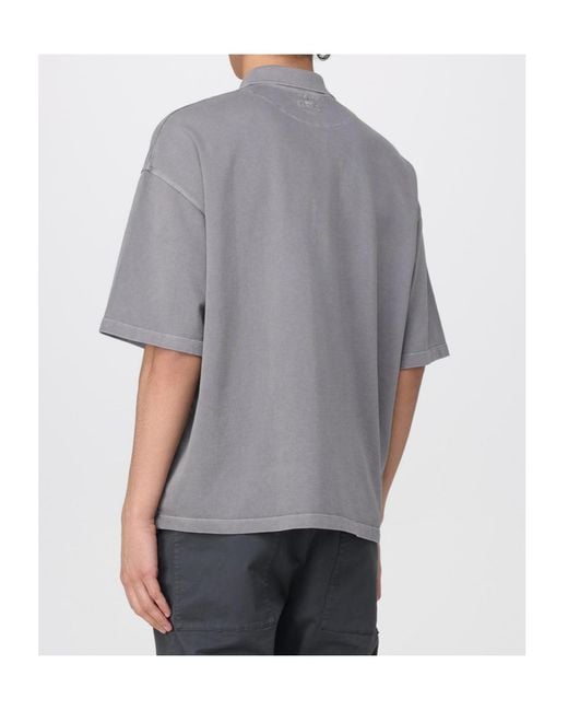 Barena Gray Buttoned Logo Embroidered Polo Shirt for men