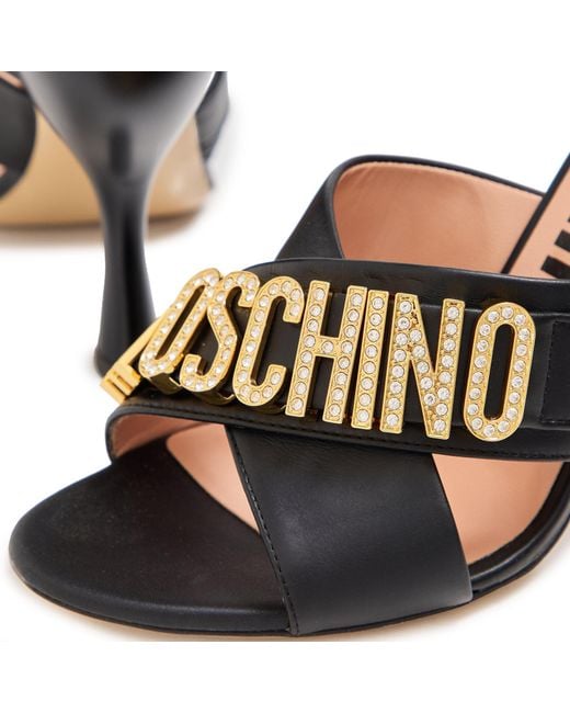 Moschino Black High-Heeled Slippers