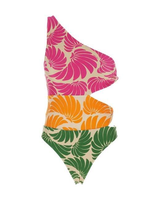 Farm Rio Green Banana Wings Cut-Out One-Piece Beachwear