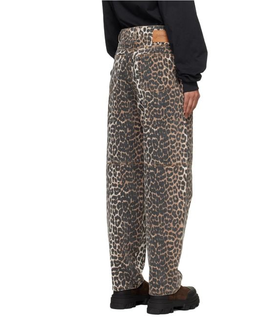 Ganni Multicolor Leopard Printed Stary Jeans