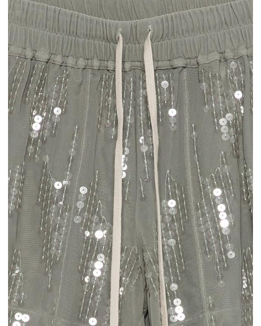 Rick Owens Gray Lilies Sequined Drawstring Shorts