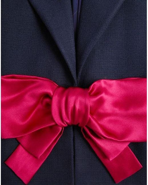 Valentino Blue Single-Breasted Bow Detailed Blazer