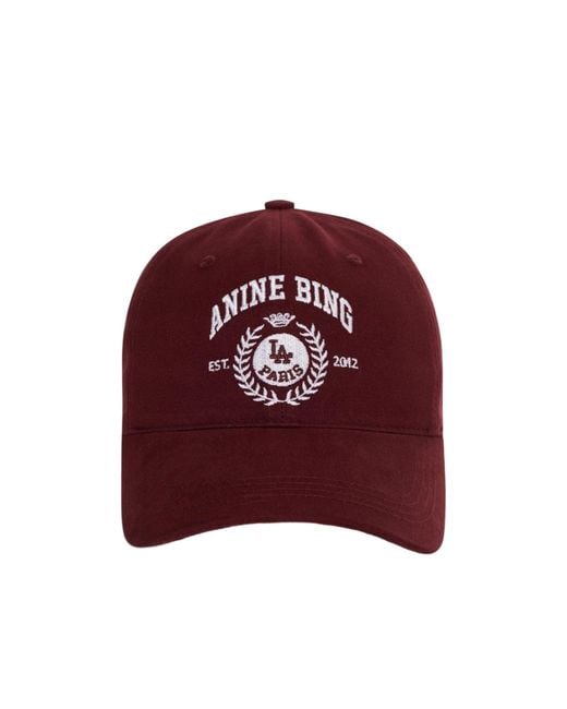 Anine Bing Red Printed Baseball Cap