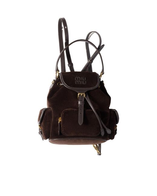 Miu Miu Black Corduroy Backpack