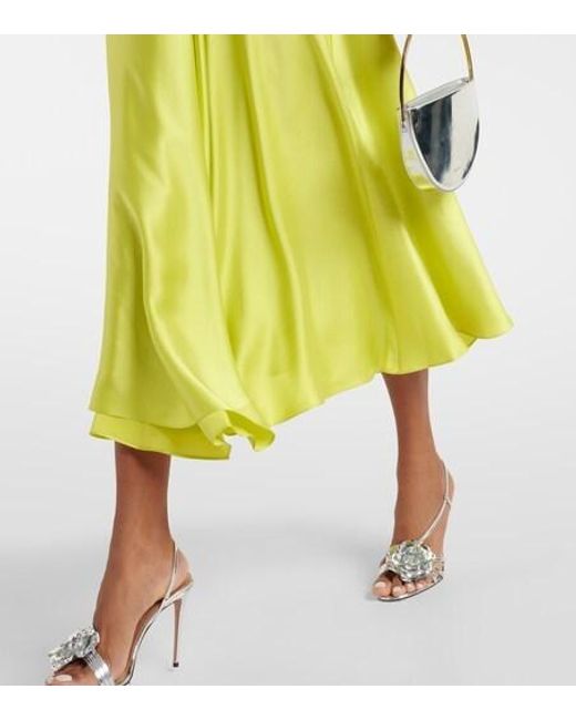 Roksanda Green Alma Gathered Silk Satin Midi Dress