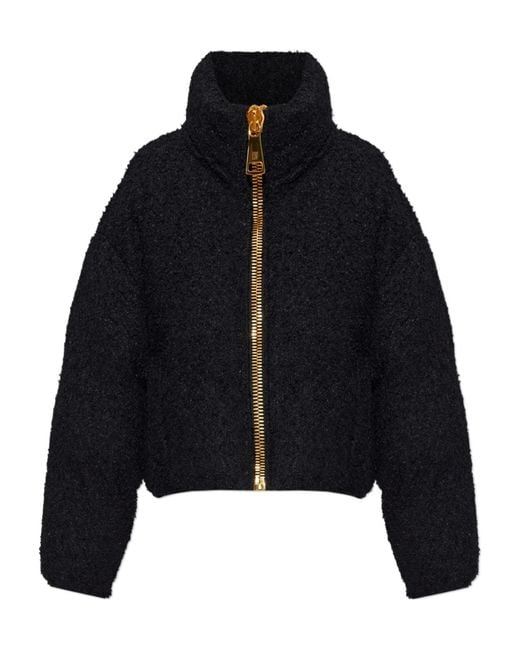 Balmain Blue Cropped Quilted Jacket