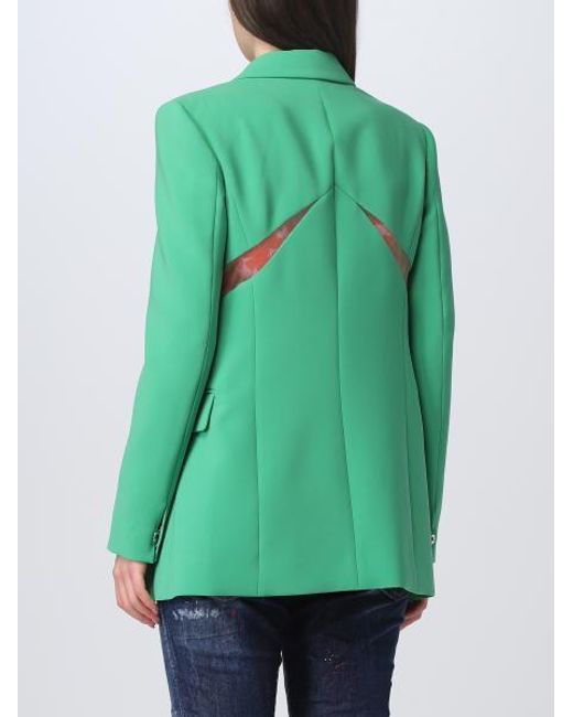 DSquared² Green Cut-Out Detailed Long Sleeved Blazer