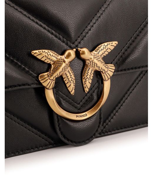 Pinko Black Love One Chain Linked Mini Crossbody Bag