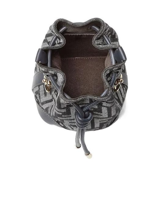 Fendi White Mon Tresor Ff Jacquard Mini Bucket Bag
