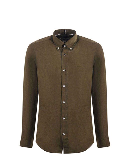 Boss Green Boss Button-Up Curved Hem Shirt for men