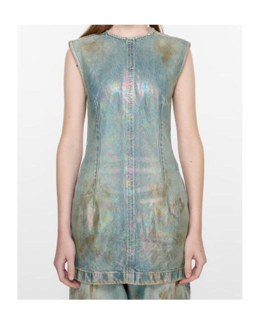 Acne Blue Coated Mini Denim Dress