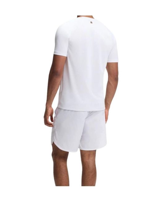 Boss White Logo-Print Raglan-Sleeve T-Shirt for men