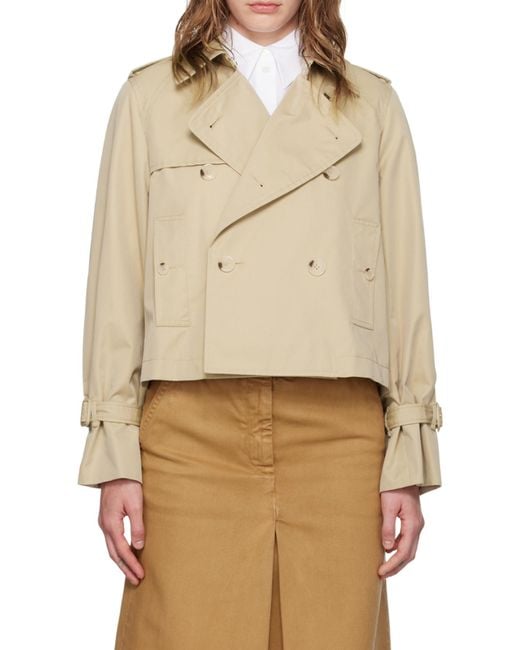 KENZO Natural Button-Up Short Trench Coat