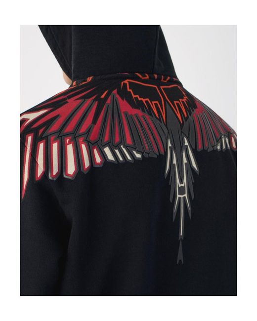 Marcelo Burlon Blue Geometric Wing Print Hooded Hooded Hoodie for men