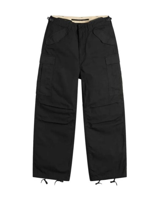 Nanamica Black Button Cargo Trousers for men