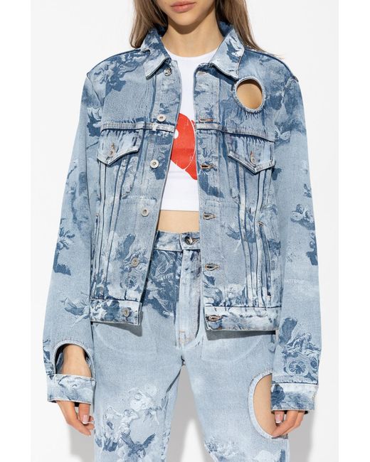 Off-White c/o Virgil Abloh Blue Cut-Out Long-Sleeved Denim Jacket