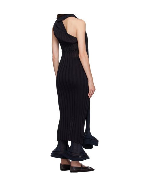 Issey Miyake Black Sagao Striped Stitching Dress