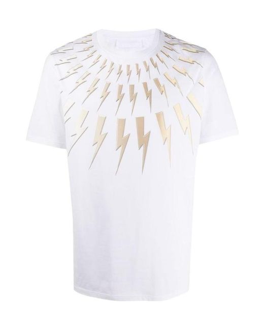 Neil Barrett White Pattern Printed T-Shirt for men