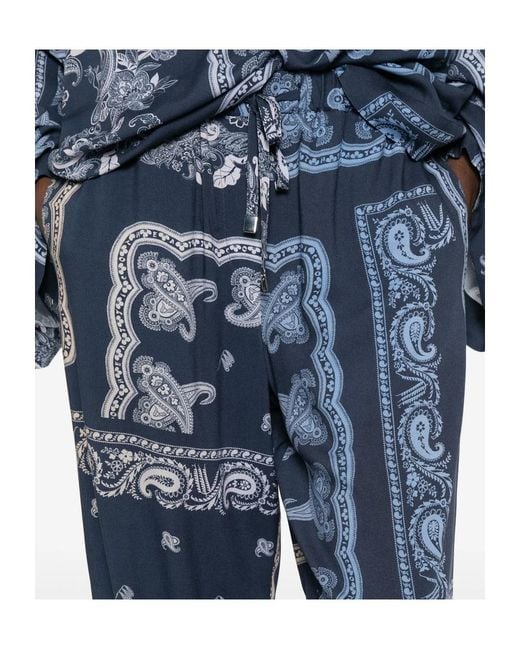 The Attico Blue The Paisley Wide Leg Trousers