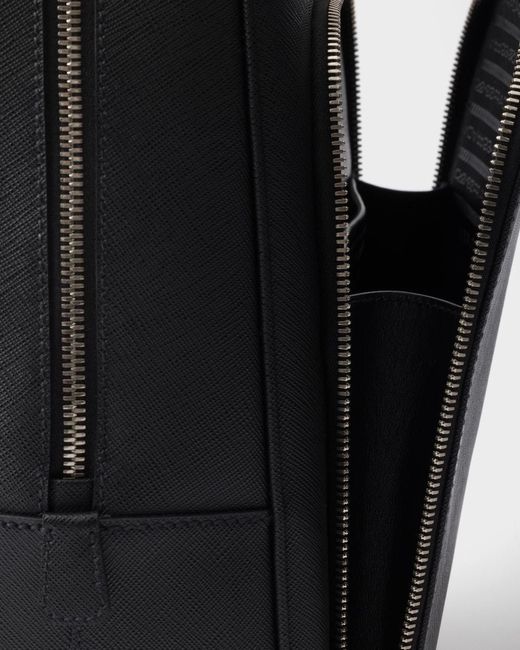 Prada Black Triangle-Logo Zipped Backpack for men