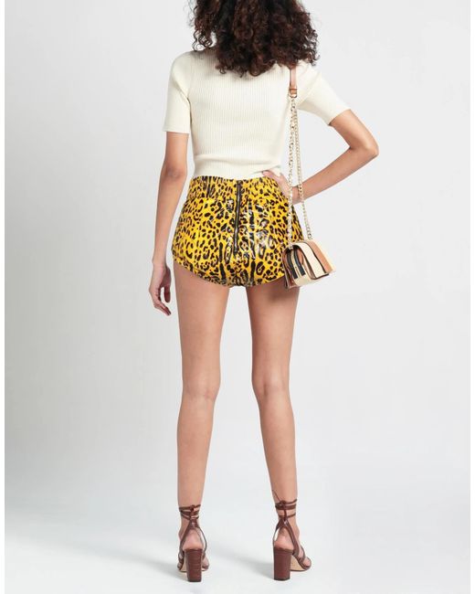 Dolce & Gabbana Yellow Leopard Print Stretch Shorts