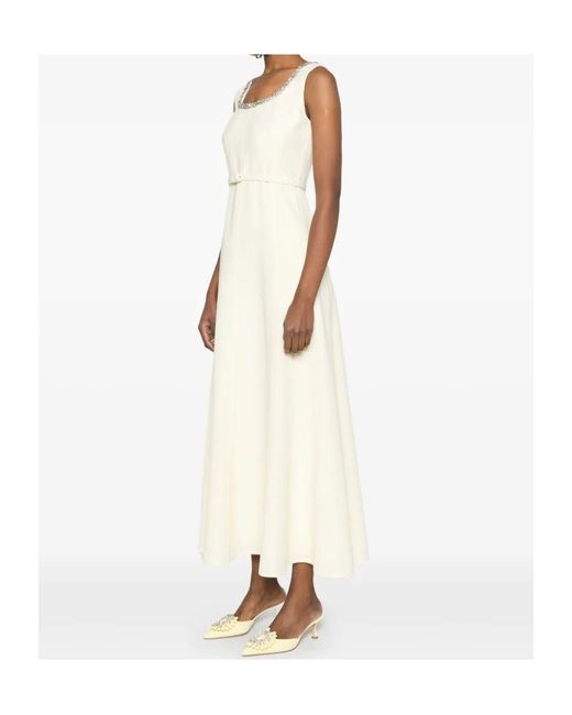 Roland Mouret White Embellished Maxi Dress