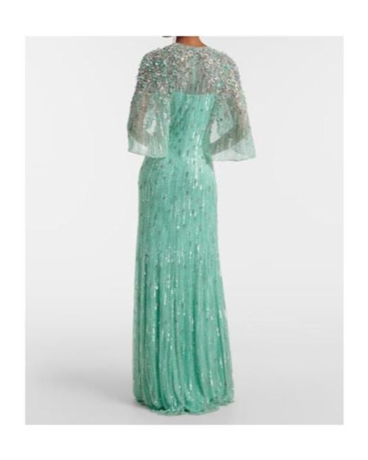 Jenny Packham Green Astra Embellished Gown
