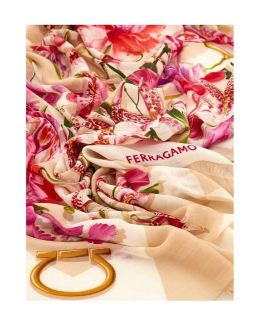 Ferragamo Pink Gaia Print Shawl