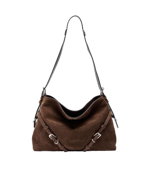 Givenchy Brown Voyou Medium Suede Shoulder Bag