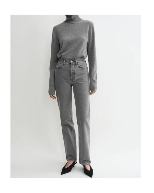Totême Gray Mid-Rise Straight-Leg Jeans