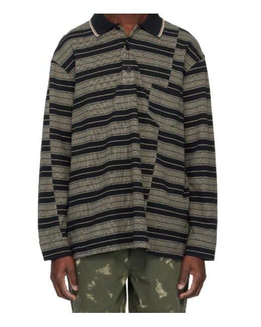 Isabel Marant Black Striped Polo Shirt for men