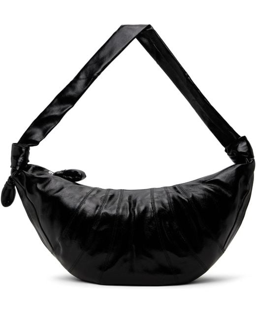 Lemaire Black Knot Detailed Large Croissant Shoulder Bag
