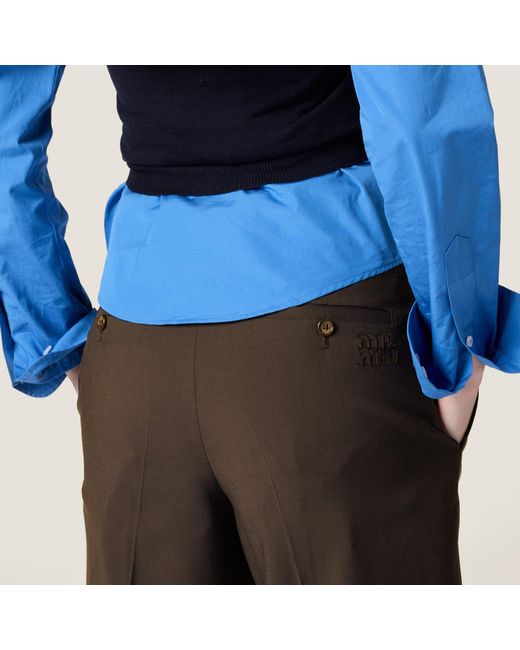 Miu Miu Brown Straight-Leg Tailored Trousers