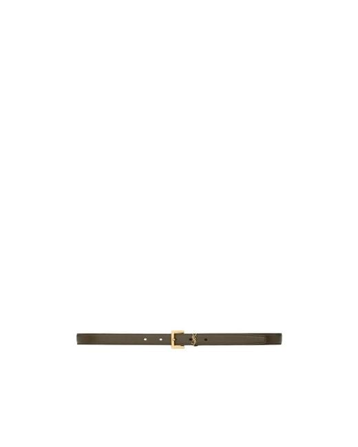 Saint Laurent White Cassandre Thin Belt