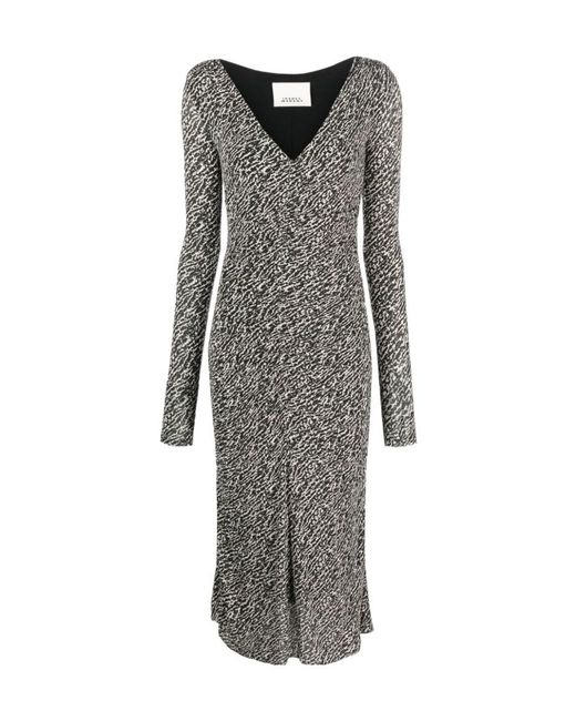 Isabel Marant Gray Laly Abstract-Pattern Midi Dress