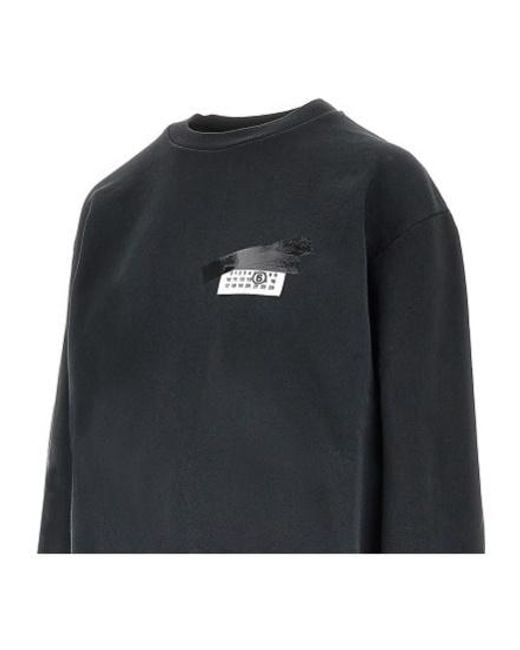 MM6 by Maison Margiela Black Numeric Signature Label Crewneck Sweatshirt